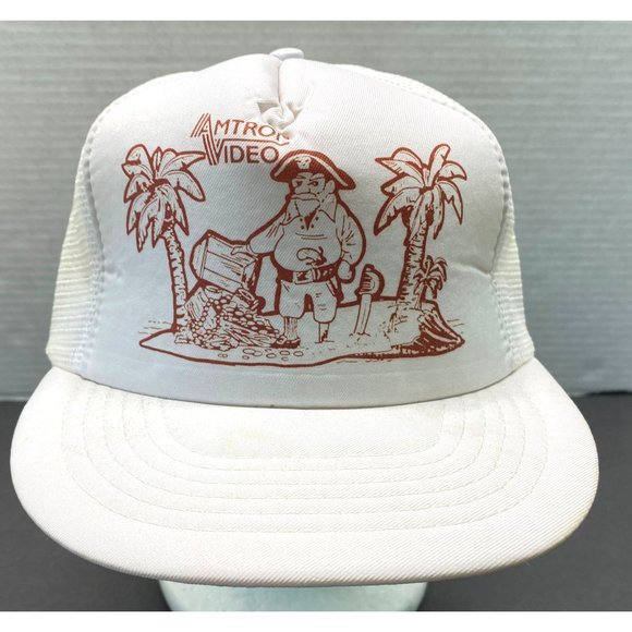 Amtron Video Hat White Trucker Mesh Cap Pirate Treasure Island - Picture 3 of 9
